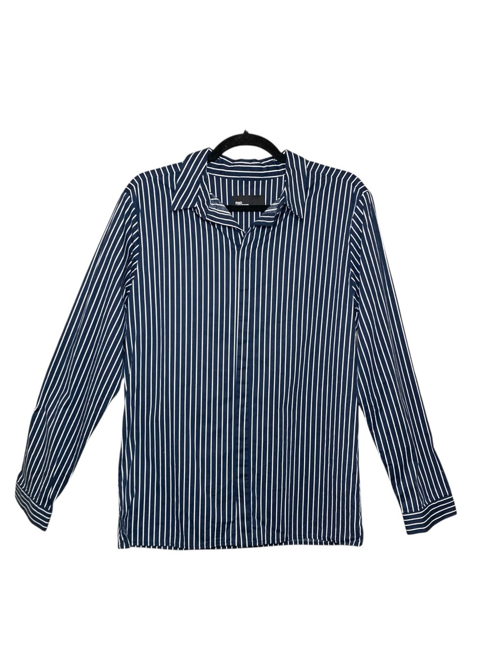 Rad Hourani Striped Navy White Blouse Unisex S Cotton Long Sleeve Quiet Luxury - Picture 2 of 14